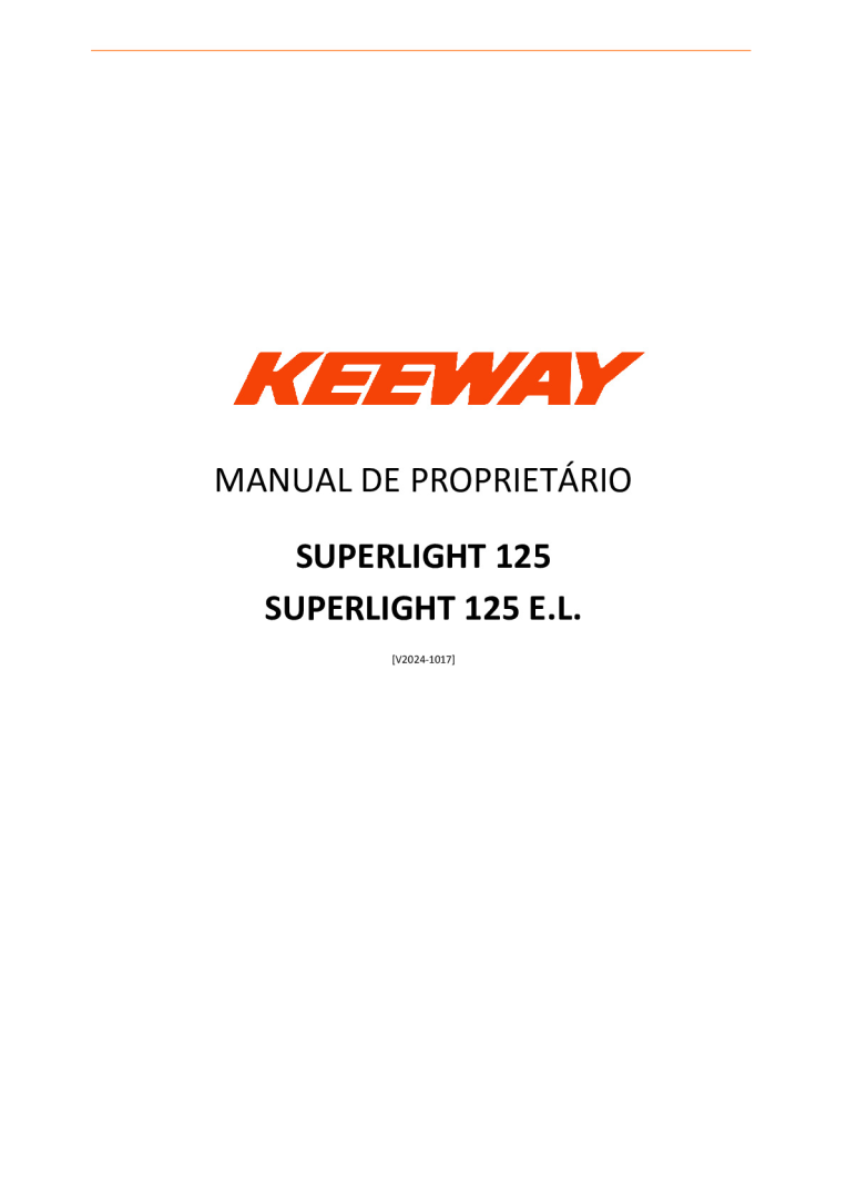 SUPERLIGHT 125 LE - Manual de Proprietário