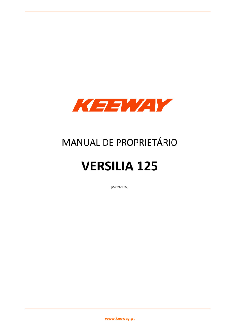 VERSILIA 125 - Manual de Proprietário