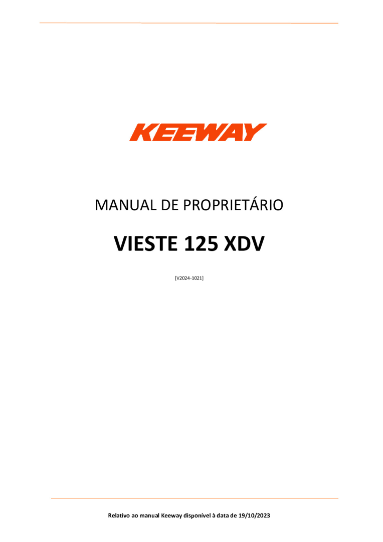 VIESTE 125XDV - Manual de Proprietário